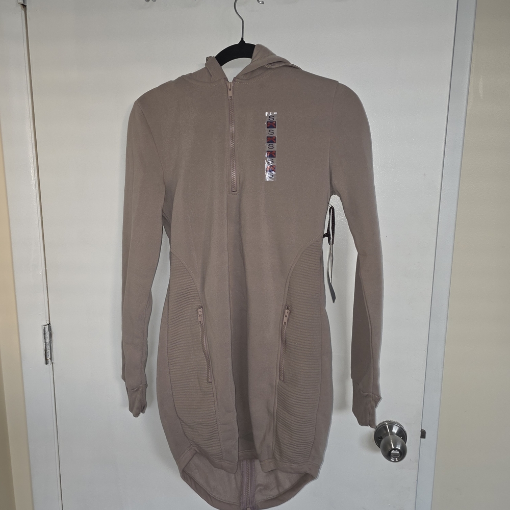 Brown Hooded Longline Dress